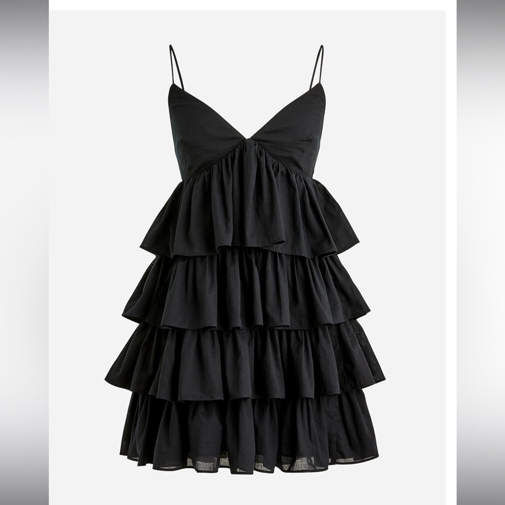 J. Crew Black Tiered Ruffle Sundress